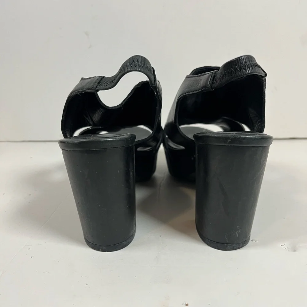 Eileen Fisher Black Leather Slingback Heels Size 8.5M